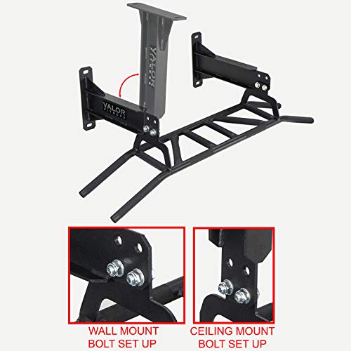 Valor Fitness Multi Grip Pull Up Bar - Wall or Ceiling Mount Chin Up Bar -Upper Body Muscle Building Station - Home Gym Workout Equipment