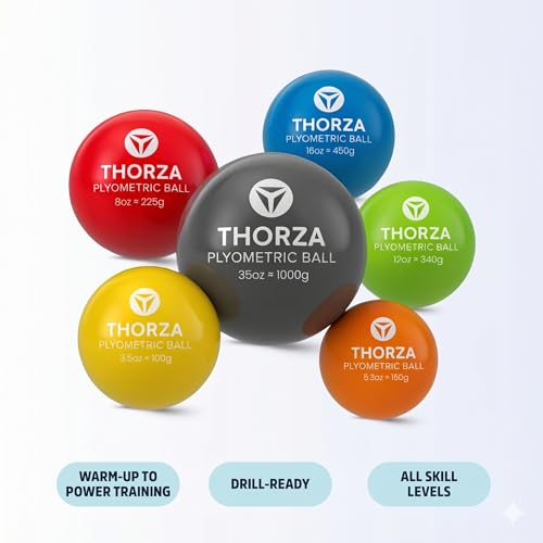 Thorza Weighted Training Balls (6-Pack) – Plyometric Throwing Set for Pitching Velocity & Arm Strength | Color-Coded Overload & Underload for Baseball Training
