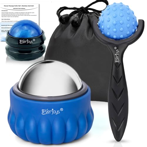 Massage Ball Roller Set– Ice Cold and Hot for Deep Tissue and Sore Muscle Relief of Stiffness and Stress, Body, Neck, Back, Face, Eyes,Plantar, Foot