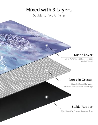 nuveti Printed Travel Yoga Mat-1/16 Inch Thick Non Slip Fitness Workout Mat with Carrying Bag, Foldable Lightweight Suede & Natural Rubber Yoga Mat for Yoga Pilates and Fitness 72" L x 24" W x 1.5mm - color: PengMoTuYa