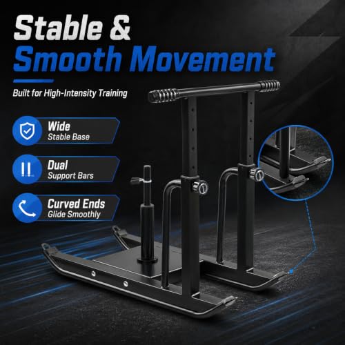 Weight Sled for Strength Training, Heavy Duty Fitness Sled with Shoulder Straps Adjustable Push Pull Sled for Speed, Agility, and Explosive Power, for 1" & 2" Plates