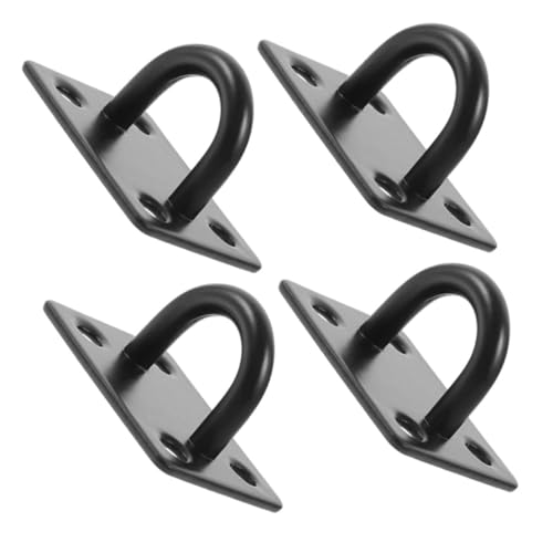 4Pcs Black Stainless Steel U-Shaped Ceiling Mount Hooks Heavy Duty Wall Anchors for Suspension Trainer Straps Ring Hooks Patio Hanging Quick Installation