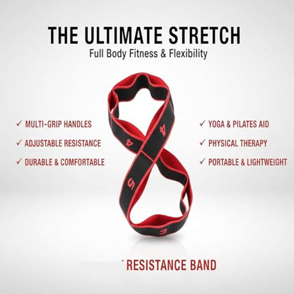 Fitness Resistance Bands with Handles, Fitness Resistance Band for Stretching and Yoga, Adjustable Bands for Full Body Stretching Shaping - color: Red