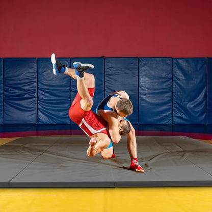 BalanceFrom 10x4 Feet 4-Panel Folding Gymnastics Mat – 2-Inch Thick Pad with Vinyl Surface and Carrying Handles for Tumbling, Yoga, Pilates, Home Workouts, and Martial Arts - color: Gray