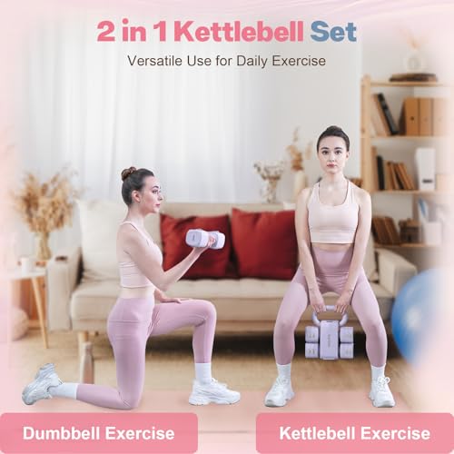 kisnbld Adjustable Dumbbell Set, 2-in-1 Dumbbells & Kettlebell,Hand Weights - color: Purple
