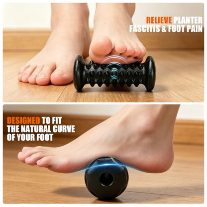 Foot Massager Roller for Plantar Fasciitis, Arch Heel Pain Relief - color: Black