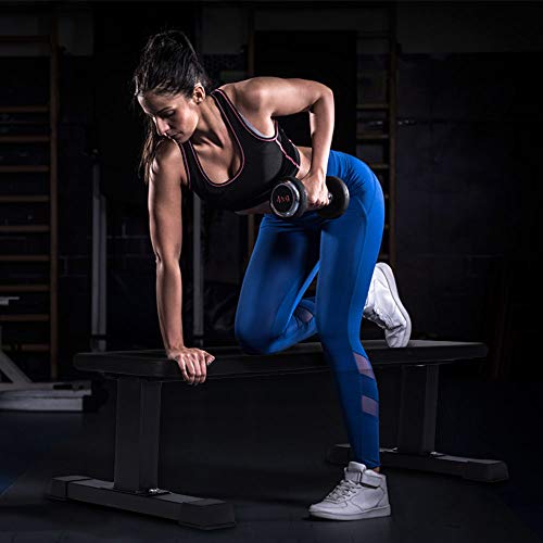 Steel Frame 600 Lbs Capacity Foam Padded Flat Weight Fitness Equipment Home Gym Freeweight Barbell Bench for Strength Full Body Exercise