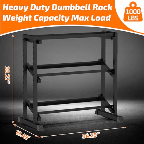 PLKOW Adjustable 3-Tier Dumbbell Rack for Home Gym Weight Storage - color: Black