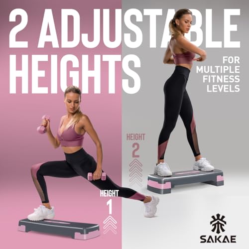 Aerobic Stepper Set with Dumbbells & Measuring Tape, Adjustable Height 2 Level Risers Workout Exercise Step Platform, 4 Colors, the Ultimate Gift for a Joyful Holiday and Merry Christmas