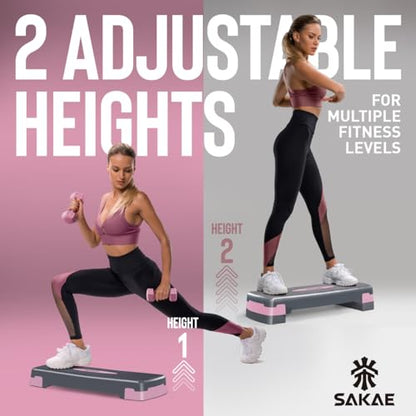 Aerobic Stepper Set with Dumbbells & Measuring Tape, Adjustable Height 2 Level Risers Workout Exercise Step Platform, 4 Colors, the Ultimate Gift for a Joyful Holiday and Merry Christmas