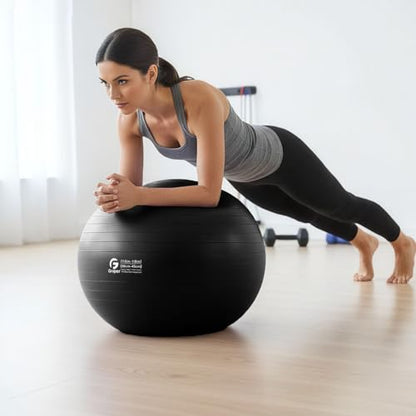 Gruper Exercise Ball, Extra Thick Yoga Ball for Working Out, Yoga & Pregnancy, 4 Sizes Anti-Burst Balance Ball with Foot Pump for Pilates, Physical Therapy & Fitness