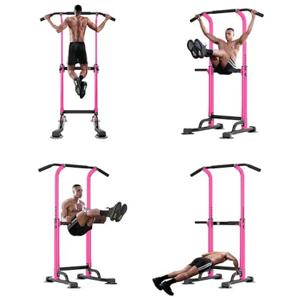 Adjustable Pull Up Bar Free Standing, Steel Pullup Dip Station for Home Gym, Portable Power Tower Pull Up Bar with Widened Base for Tall man, 400 LBS
