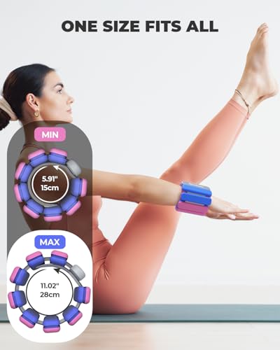 Sportneer Wrist & Ankle Weights for Women Men 4 lbs (2 lb Each) Adjustable Silicone Weighted Bracelet Set for Gym Yoga Pilates Cardio Strength Training Wearable Arm Hand Workout Weights