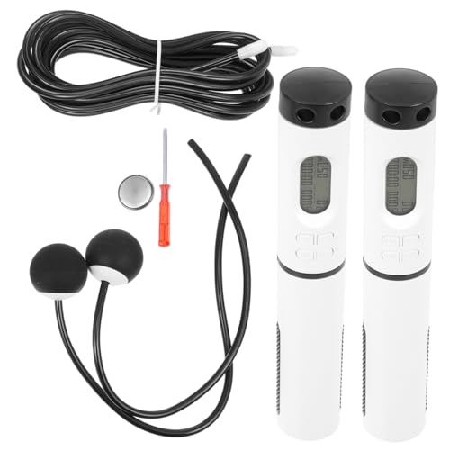 Healeved Cordless Weighted Jump Rope with Digital Counter, Adjustable Smart Skipping Rope for Indoor Fitness Workout, 1 Handle with Switch and Steel Wire Ball Design