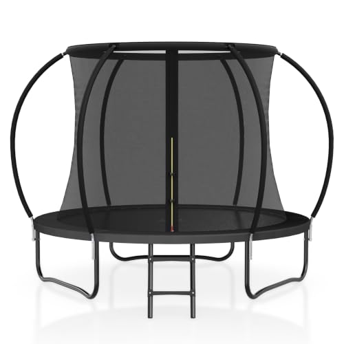 8FT 10FT 12FT 14FT 16FT Outdoor Trampoline with Safety Enclosure Net - color: Black, size: 8FT