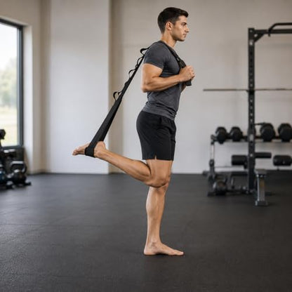 Leg Stretching Strap with Foot Loop, Double Strap Design, Non-Elastic, for Flexibility and Muscle Recovery
