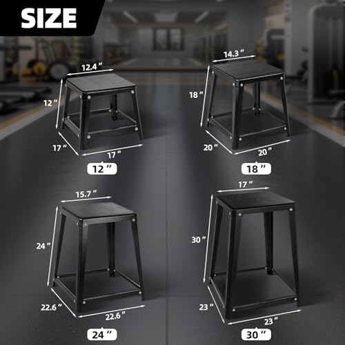 Plyometric Platform 12/18/20/24 Inch Fitness Exercise Jump Box Step for Fitting, Plyometric Jumping Exercise Training - color: Black 4P