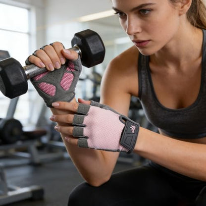 Fingerless Workout Gloves for Women Men - Anti-Slip Shock-Absorbing Glove for Fitness Cycling Outdoor Sports