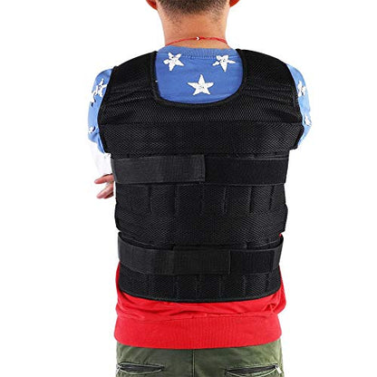 Maxmartt Pocket Weighted Vest for Men and Women 50KG Oxford Cloth Adjustable Workout Weight Vest Strength Training Vest Training Weighted Jacket (Without Plates Weights)