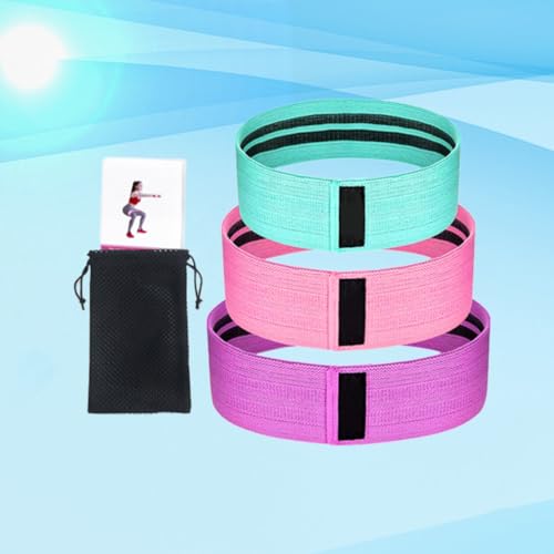 INOOMP Resistance Hip Bands Set of 3 with Anti-Slip Natural Latex, Butt Lifting and Leg Workout Fitness Bands for Squats and Glute Training with Mesh Bag and Instruction Guide