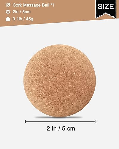 KITWILD Cork Massage Ball - High Density Fine Particles for Deep Tissue Muscle Massage, Myofascial Release, and Yoga Therapy - 2 Inch Lightweight Lacrosse Ball - style: 1 Pack (2'')