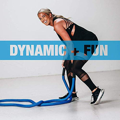 HYPERWEAR Hyper Rope Weighted Short Battle Rope 20 ft / 15 lb – Blue - size: 20 ft (15 lb) Blue