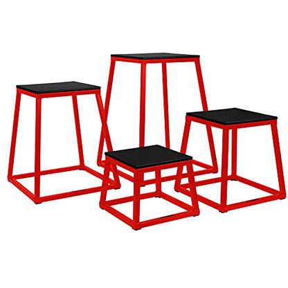 Retrospec Leap Plyo Box Jump Platforms for Home Gym Plyometric Jumping, Strength Training & Jump Box Exercise for Men and Women - color: Red, style: 30"