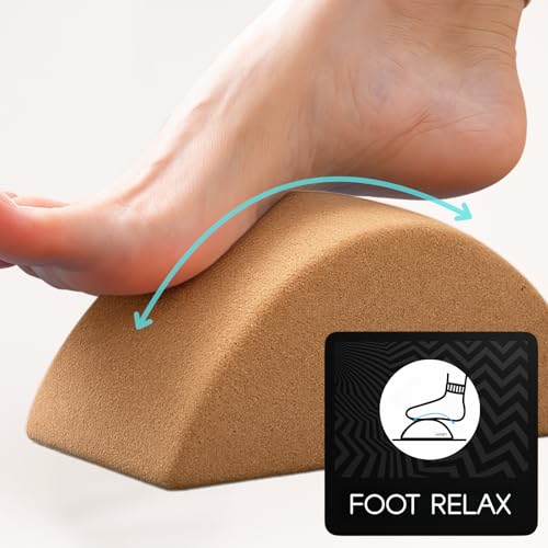Calf and Foot Stretcher, Adjustable 0-90° Cork Rocker Board for Muscle Stretching, Physical Therapy and Plantar Fasciitis Relief