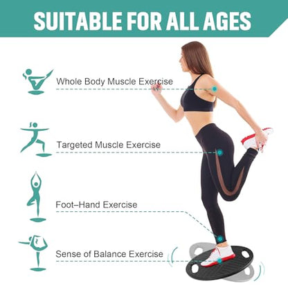 Wobble Balance Board Portable Balance Board with Handle for Balance Training and Core Trainer Balance Stability Trainer Healthy Material Non-Skid Bump Surface & Physical Therapy