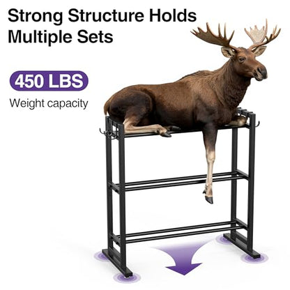 niffgaff 3 Tier Adjustable Dumbbell Rack, Weight Rack for Home Gym, 450 lb Capacity with Extra Storage Hooks