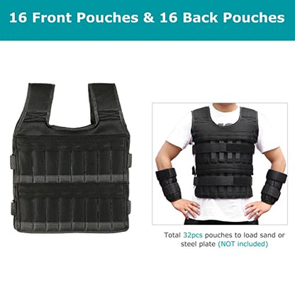 Leepesx Max Loading 15kg/35kg Adjustable Vest Weight Exercise Weight Loading Cloth Strength Training with 6kg Leg Weight 5kg Arm Weight (Empty)