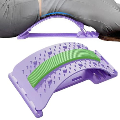 Lower Back Massager - 3-Level Adjustable Lower Back Stretcher | Non-Slip Lumbar Massager | Baack Arch Stretcher | Spine Stretccher for Body Recovery Muscle Release Yoga Workout Fitness - color: Purrple