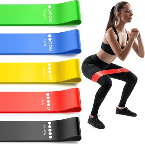 Resistance Bands for Working Out, Elastic Exercice Loop Bands for Physical Therapy, 5 Set of Stretch Bands for Booty Legs