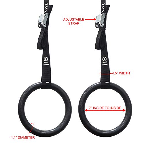 Valor Fitness Wood and Plastic Gymnastics Exercise Rings with Adjustable Straps – Promotes Muscular Physique and Improves Performance in Cross Training and Strength Training - color: GRA-2 Plastic Gymnastics Rings