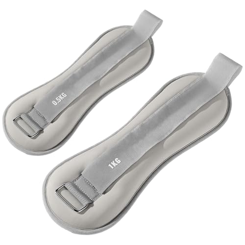 Set Of 2 Adjustable Ankle Cuffs, 3.3 Lbs (1.5 Kg) Grey And Weights, Excellent For Exercise And Fitness