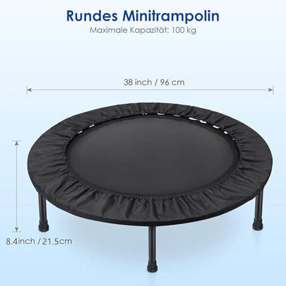 40"/48" Fitness Rebounder Trampoline with 4-Level Adjustable Foam Handle, Quiet and Stable Exercise Trampoline for Kids Adults, Indoor/Outdoor Mini Trampoline - color: Black 2