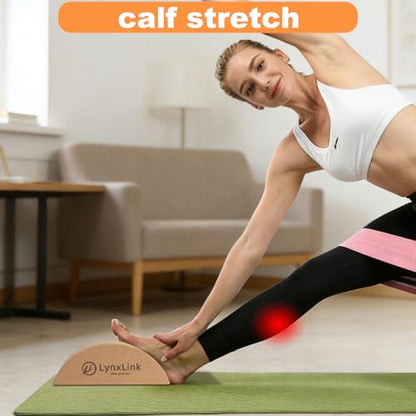 2 Pack Half-Moon Calf Stretcher | Foot Stretcher for Plantar Fasciitis, Cork Yoga Block, Foot & Leg Muscle Stretching - Ideal for Athletes, Yoga Practitioners & Pain Relief