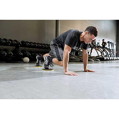 SKLZ Slidez Dual-Sided Exercise Glider Discs for Core Stability Exercises for Hands & Feet, Standard Use,Yellow - style: Standard