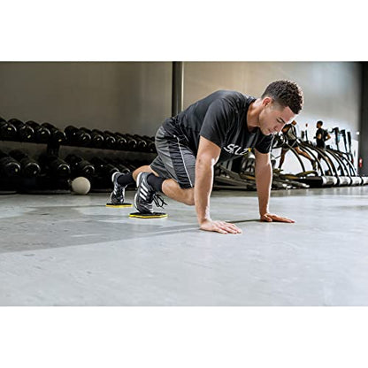 SKLZ Slidez Dual-Sided Exercise Glider Discs for Core Stability Exercises for Hands & Feet, Standard Use,Yellow - style: Standard