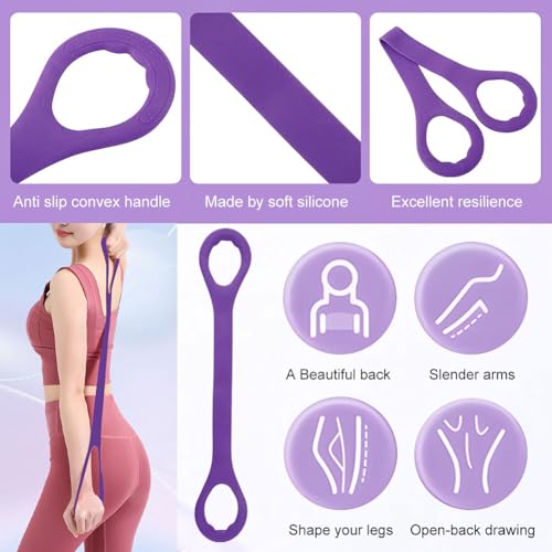 21 Fitness Resistance Bands-6 Tube Pedal Ankle Puller, Multifunction Tension Rope, Pedal Resistance Band with Handle Sit Up Exercise Equipment Home Gym Tummy Trainer for Men Women (Size:8 Tube)