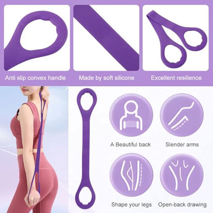 21 Fitness Resistance Bands-6 Tube Pedal Ankle Puller, Multifunction Tension Rope, Pedal Resistance Band with Handle Sit Up Exercise Equipment Home Gym Tummy Trainer for Men Women (Size:8 Tube)