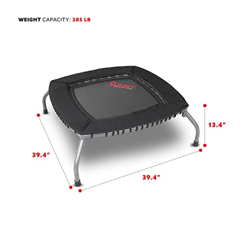Sunny Health & Fitness Springless Mini Fitness Trampoline – Premium Adjustable Bungee-Style Indoor/Outdoor Exercise Rebounder for Quieter and Safer Workouts