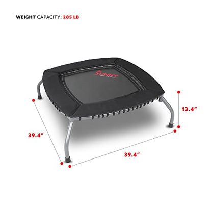 Sunny Health & Fitness Springless Mini Fitness Trampoline – Premium Adjustable Bungee-Style Indoor/Outdoor Exercise Rebounder for Quieter and Safer Workouts