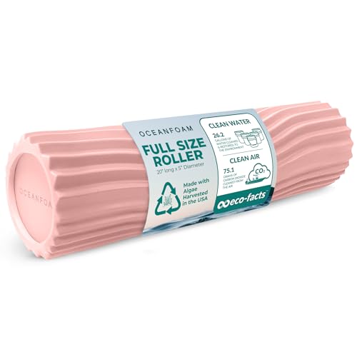 Tidal Roller - Blush - Muscle Massage Foam Roller for Back Pain & Stretching - Firm and Ergonomic Wide Wave Textured - Yoga, Athletics, & Wellness - Full Size, 20" x 5" - color: Blush