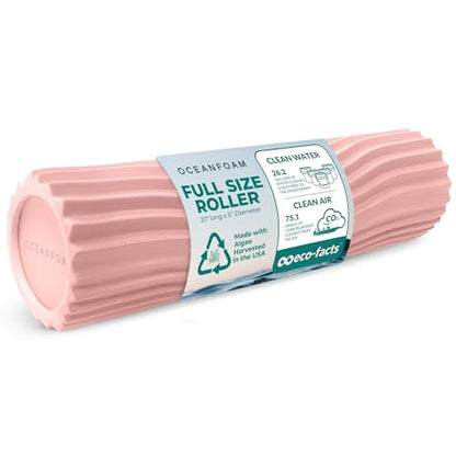 Tidal Roller - Blush - Muscle Massage Foam Roller for Back Pain & Stretching - Firm and Ergonomic Wide Wave Textured - Yoga, Athletics, & Wellness - Full Size, 20" x 5" - color: Blush