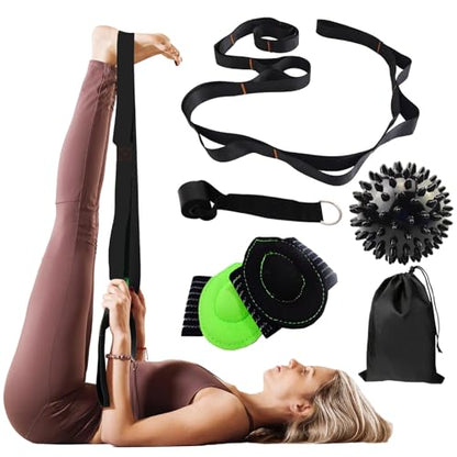 Calf Stretcher Multi Loop Stretch Strap - Physical Therapy Strap for Stretching, Calf Stretch Yoga Belt with Loops, Hamstring Stretcher, Leg Stretch Band, Fascia Stretcher & Arch Support Bands for Feet