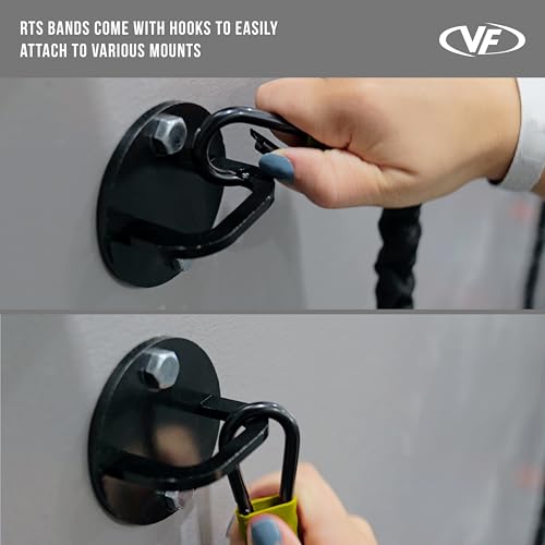 Valor Fitness Resistance Bands - 5lb to 25lbs - Carabiners Attached & 2 Bands per Weight Option with Handles– Sheath Covered - Strength Training New Compact 39" Design - Wall Door Rack Mount Options - color: Black -5 lb Pair