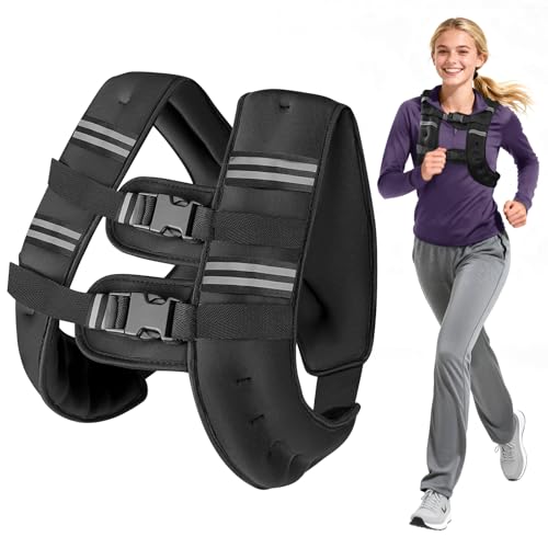 6lb/8lb/12lb/16lb/20Lb Weighted Vest Woman Men with Reflective Stripe, Chest Size Adjustable Strength Training Weight Vest for Walk Running Jogging - color: Black, size: 10 Lbs