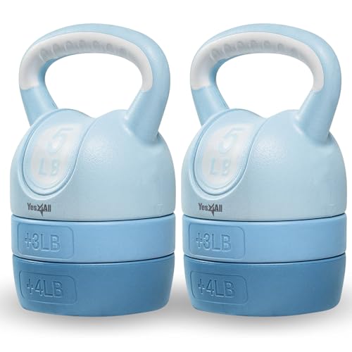 Yes4All Kettlebell Sets - Adjustable Kettlebell Set for Strength Training - Kettlebells Adjustable Weight for Versatile Workouts - color: D. Teal, style: B. Pair/Combo