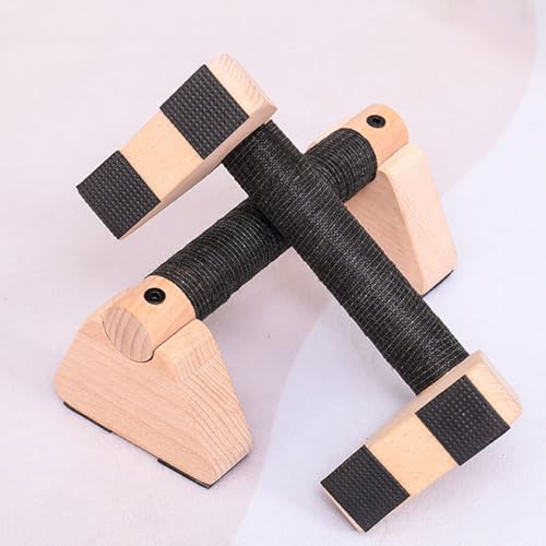 2 PCS Wooden Parallettes Bars, Wood Pushup Bars Non-Slip Base Exercise Home Workout Equipment, 20CM Supports Aerobics and Upper Body Strength Training for Men and Women